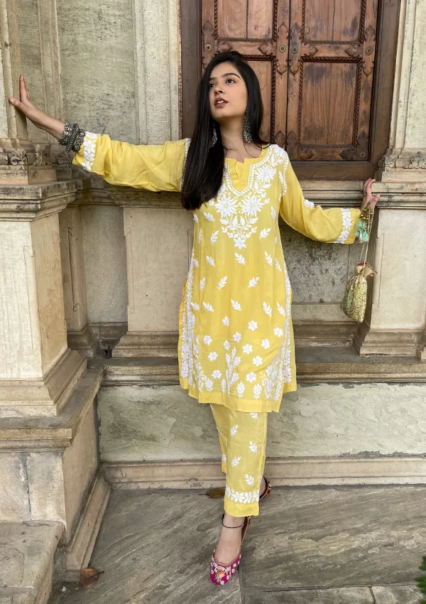 Bushra Chikankari Modal Straight Kurta Set